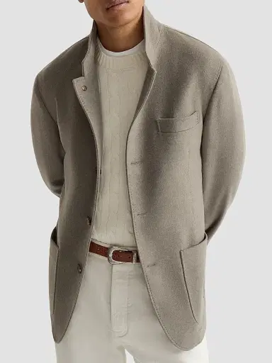 Brunello Cucinelli Men's Lightweight Water-Resistant Cashmere Outerwear Blazer - Military - Size XXXXL | Thumbnail 5 Brunello Cucinelli Men's Lightweight Water-Resistant Cashmere Outerwear Blazer - Military - Size XXXXL | Thumbnail 5