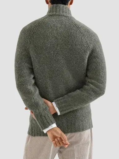 Brunello Cucinelli Men's Cashmere and Silk Cardigan - Military | Thumbnail 3 Brunello Cucinelli Men's Cashmere and Silk Cardigan - Military | Thumbnail 3