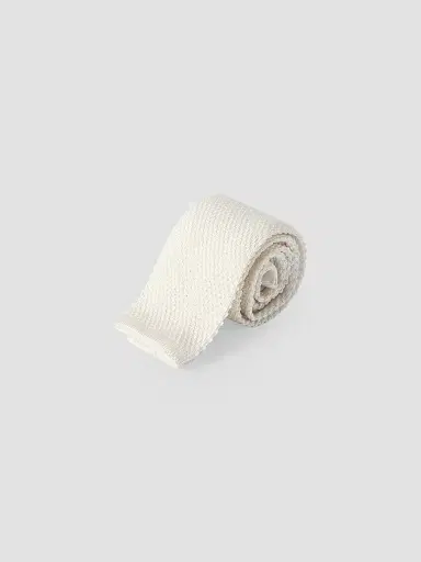 Brunello Cucinelli Men's Silk Knit Tie - White | Thumbnail 3 Brunello Cucinelli Men's Silk Knit Tie - White | Thumbnail 3
