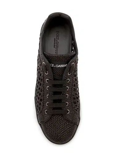 Dolce & Gabbana Men's Woven Leather Low-Top Sneakers - Nero | Thumbnail 4 Dolce & Gabbana Men's Woven Leather Low-Top Sneakers - Nero | Thumbnail 4