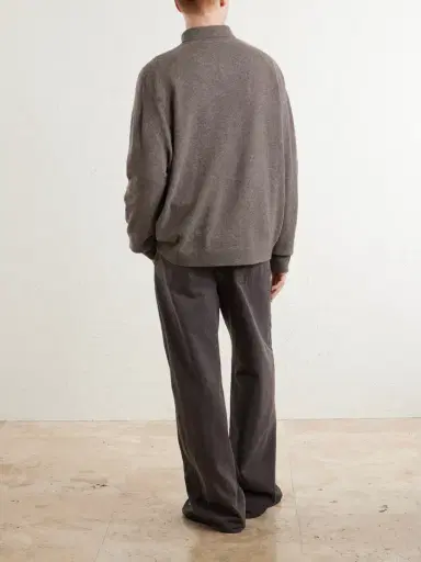 Acne Studios Oversized Logo-Embroidered Wool and Yak-Blend Polo Sweater - Men | Thumbnail 4 Acne Studios Oversized Logo-Embroidered Wool and Yak-Blend Polo Sweater - Men | Thumbnail 4