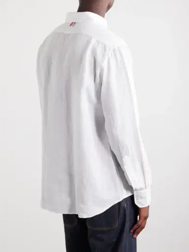 Thom Browne Logo-Appliquéd 4-Bar Linen Shirt - Men | Thumbnail 4 Thom Browne Logo-Appliquéd 4-Bar Linen Shirt - Men | Thumbnail 4