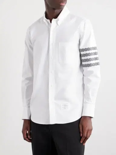 Thom Browne Logo-Appliquéd 4-Bar Embroidered Cotton-Oxford Shirt - Men | Thumbnail 3 Thom Browne Logo-Appliquéd 4-Bar Embroidered Cotton-Oxford Shirt - Men | Thumbnail 3