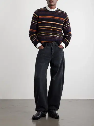 Sacai Striped Wool-Blend Sweater - Men | Thumbnail 2 Sacai Striped Wool-Blend Sweater - Men | Thumbnail 2