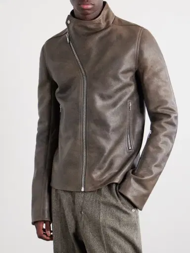 Rick Owens Release Panelled Full-Grain Leather Jacket - Men | Thumbnail 3 Rick Owens Release Panelled Full-Grain Leather Jacket - Men | Thumbnail 3