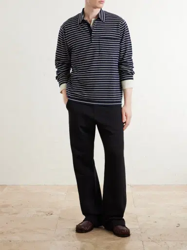 The Elder Statesman Striped Cashmere Polo Shirt - Men | Thumbnail 2 The Elder Statesman Striped Cashmere Polo Shirt - Men | Thumbnail 2