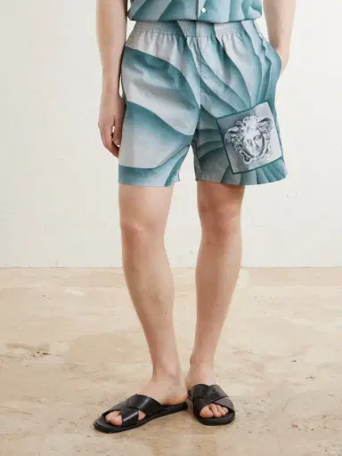 Versace Wide-leg Printed Cotton-Poplin Shorts - Men | Thumbnail 3 Versace Wide-leg Printed Cotton-Poplin Shorts - Men | Thumbnail 3