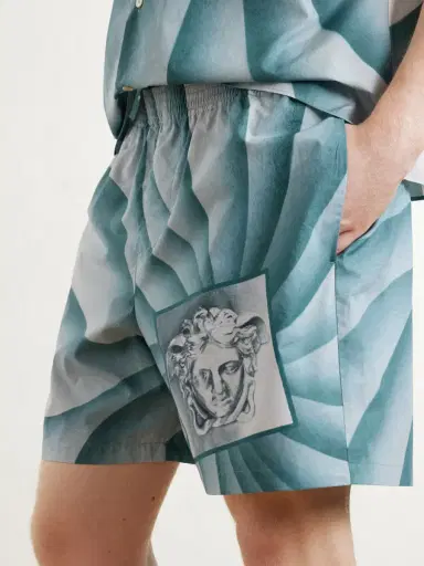Versace Wide-leg Printed Cotton-Poplin Shorts - Men | Thumbnail 5 Versace Wide-leg Printed Cotton-Poplin Shorts - Men | Thumbnail 5