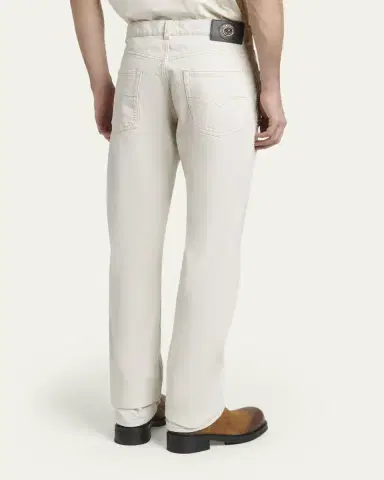 Versace Men's Crystal-Embroidered Straight-Leg Denim Jeans | Thumbnail 3 Versace Men's Crystal-Embroidered Straight-Leg Denim Jeans | Thumbnail 3