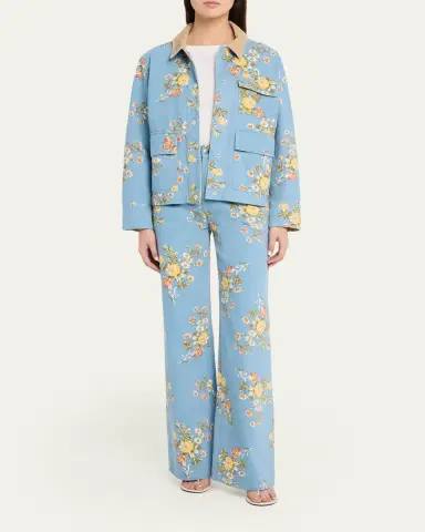 Veronica Beard Taylor High-Rise Wide-Leg Floral Jeans | Thumbnail 2 Veronica Beard Taylor High-Rise Wide-Leg Floral Jeans | Thumbnail 2