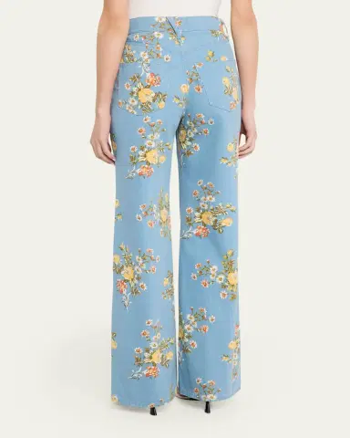 Veronica Beard Taylor High-Rise Wide-Leg Floral Jeans | Thumbnail 3 Veronica Beard Taylor High-Rise Wide-Leg Floral Jeans | Thumbnail 3