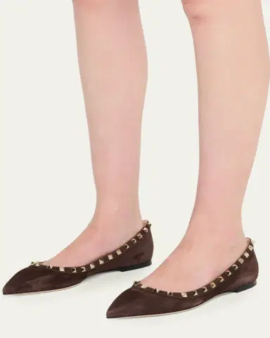 Valentino Garavani 5mm Rockstud Suede Ballerina Flats | Thumbnail 2 Valentino Garavani 5mm Rockstud Suede Ballerina Flats | Thumbnail 2