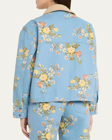 Veronica Beard Leighton Floral Denim Barn Jacket | Thumbnail 3 Veronica Beard Leighton Floral Denim Barn Jacket | Thumbnail 3