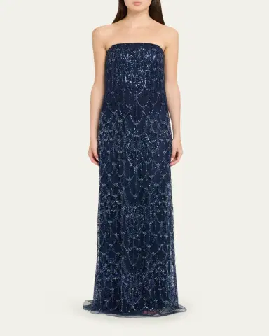 Reem Acra Strapless Crystal Embellished Evening Gown | Thumbnail 2 Reem Acra Strapless Crystal Embellished Evening Gown | Thumbnail 2