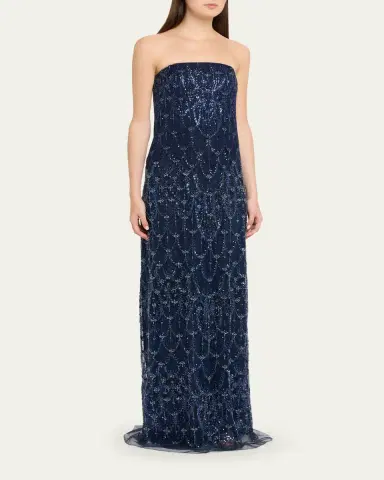Reem Acra Strapless Crystal Embellished Evening Gown | Thumbnail 4 Reem Acra Strapless Crystal Embellished Evening Gown | Thumbnail 4