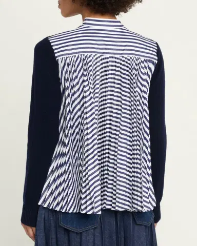Sacai Wool Knit And Cotton Poplin V-Neck Cardigan | Thumbnail 8 Sacai Wool Knit And Cotton Poplin V-Neck Cardigan | Thumbnail 8
