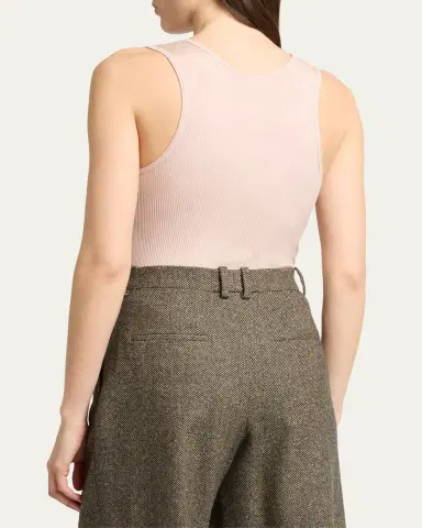 Saint Laurent Ribbed Silk Laced Tank Top | Thumbnail 3 Saint Laurent Ribbed Silk Laced Tank Top | Thumbnail 3