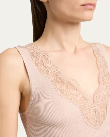Saint Laurent Ribbed Silk Laced Tank Top | Thumbnail 5 Saint Laurent Ribbed Silk Laced Tank Top | Thumbnail 5