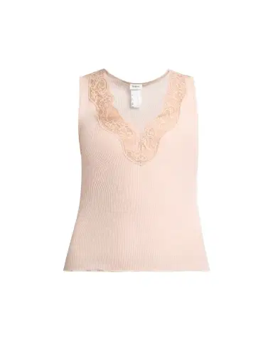 Saint Laurent Ribbed Silk Laced Tank Top | Thumbnail 1 Saint Laurent Ribbed Silk Laced Tank Top | Thumbnail 1