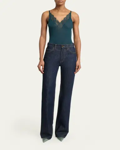 Saint Laurent Ribbed Silk Laced Cami Tank Top | Thumbnail 2 Saint Laurent Ribbed Silk Laced Cami Tank Top | Thumbnail 2