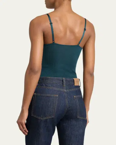 Saint Laurent Ribbed Silk Laced Cami Tank Top | Thumbnail 3 Saint Laurent Ribbed Silk Laced Cami Tank Top | Thumbnail 3
