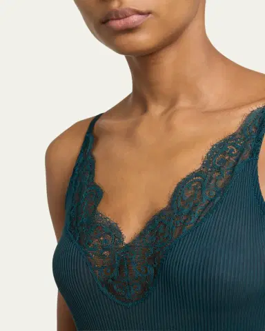 Saint Laurent Ribbed Silk Laced Cami Tank Top | Thumbnail 5 Saint Laurent Ribbed Silk Laced Cami Tank Top | Thumbnail 5