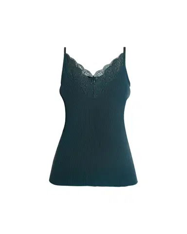 Saint Laurent Ribbed Silk Laced Cami Tank Top | Thumbnail 1 Saint Laurent Ribbed Silk Laced Cami Tank Top | Thumbnail 1