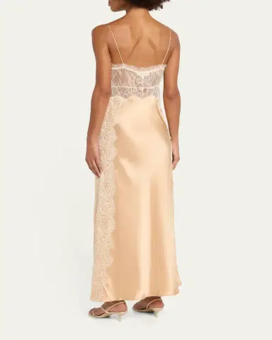 LoveShackFancy Shia Lace-Trim Silk-Blend A-Line Maxi Slipdress | Thumbnail 3 LoveShackFancy Shia Lace-Trim Silk-Blend A-Line Maxi Slipdress | Thumbnail 3