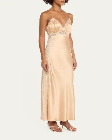 LoveShackFancy Shia Lace-Trim Silk-Blend A-Line Maxi Slipdress | Thumbnail 4 LoveShackFancy Shia Lace-Trim Silk-Blend A-Line Maxi Slipdress | Thumbnail 4