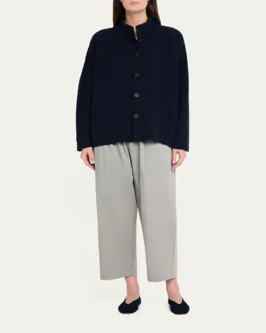 Eskandar 3/4 Width High Neck Cardigan- Mid Length | Thumbnail 2 Eskandar 3/4 Width High Neck Cardigan- Mid Length | Thumbnail 2