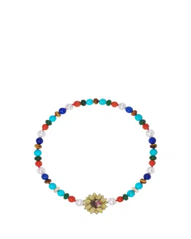 Grace Winfrey 18K Semiprecious Necklace with Sunflower Clasp and Ladybug | Thumbnail 1 Grace Winfrey 18K Semiprecious Necklace with Sunflower Clasp and Ladybug | Thumbnail 1