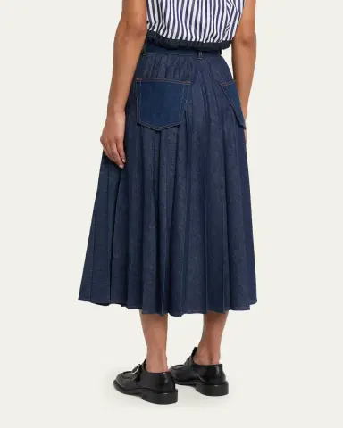 Sacai Belted Pleated Denim Midi Skirt | Thumbnail 3 Sacai Belted Pleated Denim Midi Skirt | Thumbnail 3