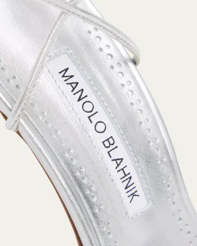 Manolo Blahnik 105mm Leva Metallic Leather Ankle-Tie Sandals | Thumbnail 3 Manolo Blahnik 105mm Leva Metallic Leather Ankle-Tie Sandals | Thumbnail 3