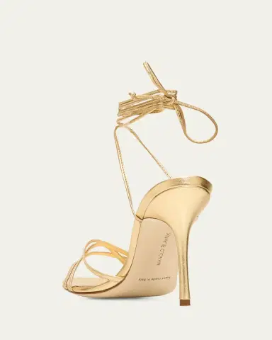 Manolo Blahnik 105mm Leva Metallic Leather Ankle-Tie Sandals | Thumbnail 5 Manolo Blahnik 105mm Leva Metallic Leather Ankle-Tie Sandals | Thumbnail 5