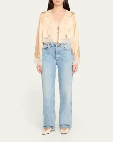 LoveShackFancy Kately Lace-Trim Satin Top | Thumbnail 2 LoveShackFancy Kately Lace-Trim Satin Top | Thumbnail 2