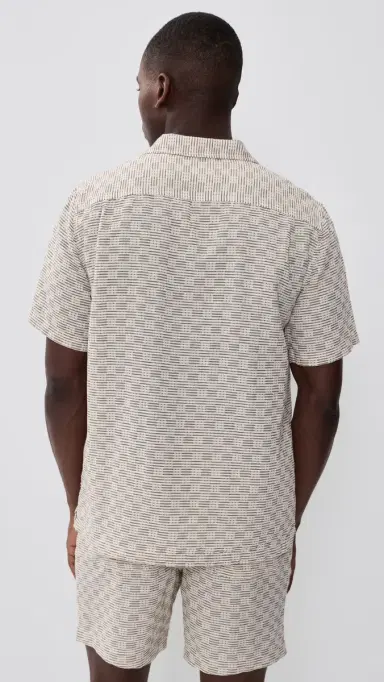 Marine Layer Dobby Resort Shirt Natural/Brown Check | Thumbnail 3 Marine Layer Dobby Resort Shirt Natural/Brown Check | Thumbnail 3