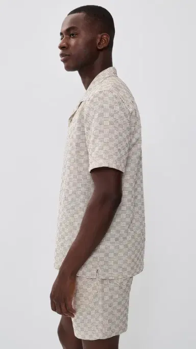 Marine Layer Dobby Resort Shirt Natural/Brown Check | Thumbnail 4 Marine Layer Dobby Resort Shirt Natural/Brown Check | Thumbnail 4