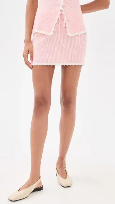 Show Me Your Mumu Offshore Mini Skirt Taffy Pink Knit | Thumbnail 2 Show Me Your Mumu Offshore Mini Skirt Taffy Pink Knit | Thumbnail 2