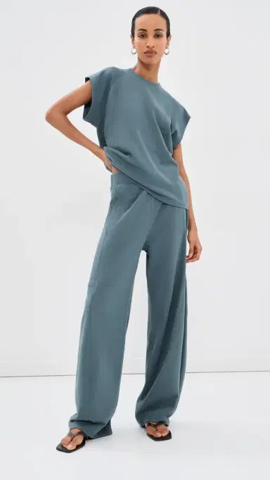 Tibi ightweight Easy Sweatshirt Top Blue Grey | Thumbnail 2 Tibi ightweight Easy Sweatshirt Top Blue Grey | Thumbnail 2