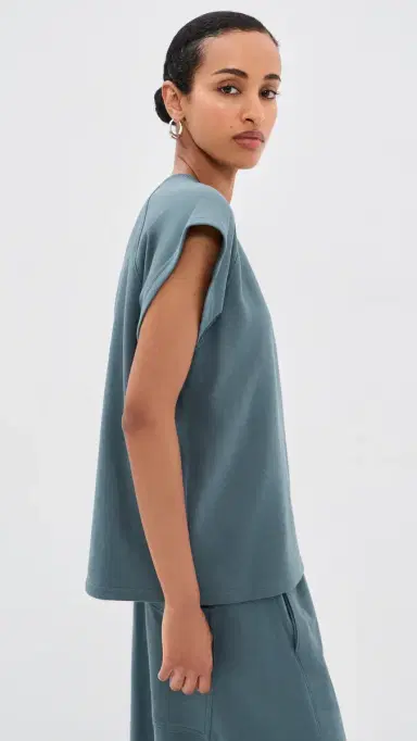 Tibi ightweight Easy Sweatshirt Top Blue Grey | Thumbnail 5 Tibi ightweight Easy Sweatshirt Top Blue Grey | Thumbnail 5