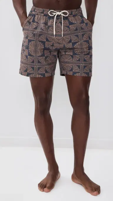 Marine Layer Lined port & wim Shorts 6 Brown/Navy Geo Fan Print | Thumbnail 2 Marine Layer Lined port & wim Shorts 6 Brown/Navy Geo Fan Print | Thumbnail 2