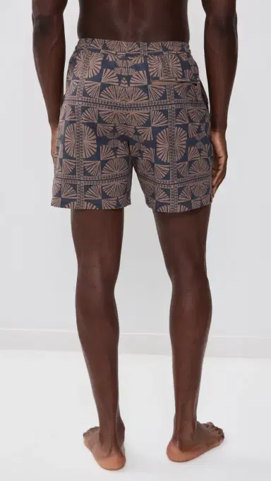 Marine Layer Lined port & wim Shorts 6 Brown/Navy Geo Fan Print | Thumbnail 3 Marine Layer Lined port & wim Shorts 6 Brown/Navy Geo Fan Print | Thumbnail 3
