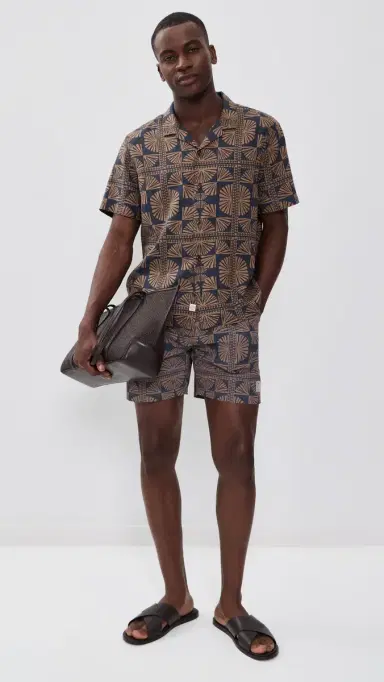 Marine Layer Lined port & wim Shorts 6 Brown/Navy Geo Fan Print | Thumbnail 5 Marine Layer Lined port & wim Shorts 6 Brown/Navy Geo Fan Print | Thumbnail 5