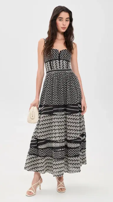 ALICE + OLIVIA Anya Soft Sweetheart Dress Black/Off White | Thumbnail 5 ALICE + OLIVIA Anya Soft Sweetheart Dress Black/Off White | Thumbnail 5
