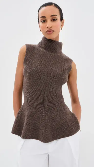 RÓHE Sculptural Sleeveless Knitted Top Brown Melange | Thumbnail 2 RÓHE Sculptural Sleeveless Knitted Top Brown Melange | Thumbnail 2