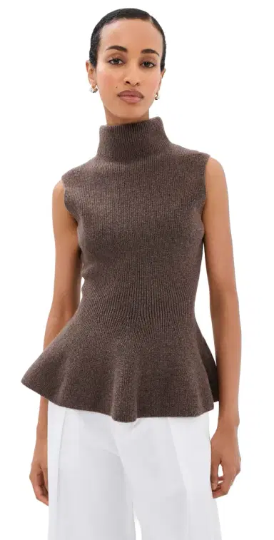 RÓHE Sculptural Sleeveless Knitted Top Brown Melange | Thumbnail 1 RÓHE Sculptural Sleeveless Knitted Top Brown Melange | Thumbnail 1