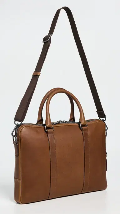 Shinola Navigator Leather Briefcase medbrown One Size | Thumbnail 4 Shinola Navigator Leather Briefcase medbrown One Size | Thumbnail 4