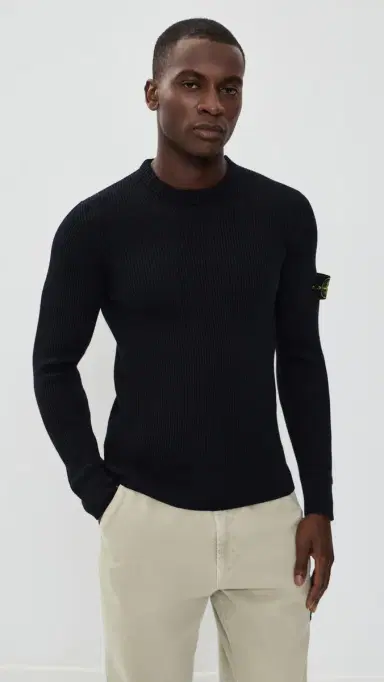 Stone Island Rib Crew Neck Sweater Navy Blue | Thumbnail 2 Stone Island Rib Crew Neck Sweater Navy Blue | Thumbnail 2