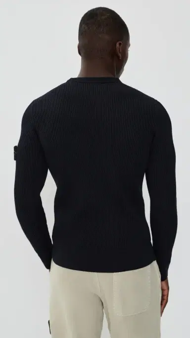 Stone Island Rib Crew Neck Sweater Navy Blue | Thumbnail 3 Stone Island Rib Crew Neck Sweater Navy Blue | Thumbnail 3