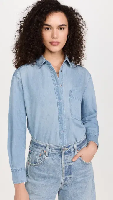 AYR The Denim Deep End Button Down Shirt Air Kisses | Thumbnail 5 AYR The Denim Deep End Button Down Shirt Air Kisses | Thumbnail 5